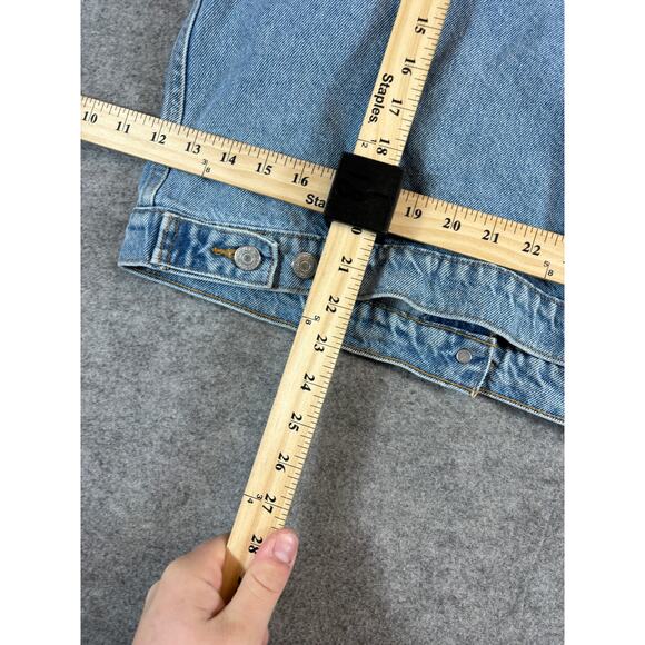 Y2K Levis Jean Jacket Women Large Blue Denim Button Up Trucker Grunge Streetwear - Picture 3 of 10